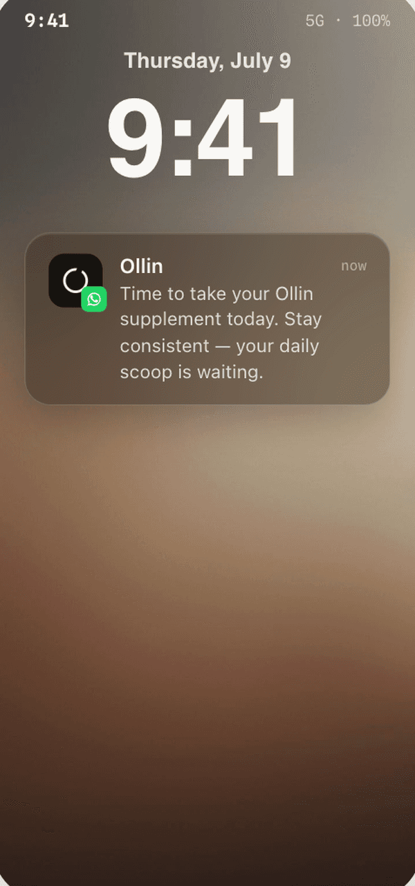 WhatsApp reminder to take your Ollin dose